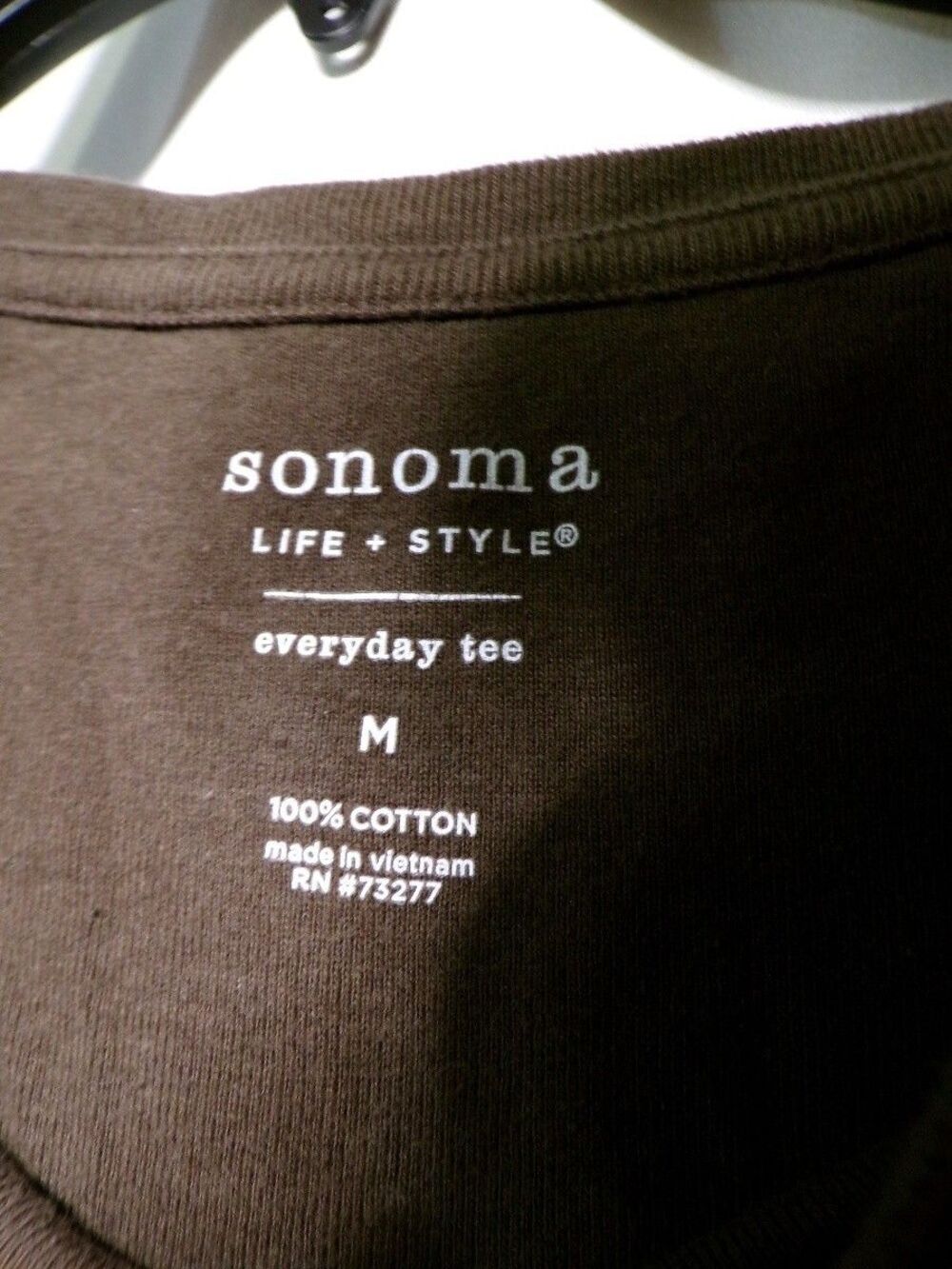 Sonoma Men's M Long Sleeve Crew Neck T-Shirt Brown Basic Cotton Tee - Picture 2 of 3